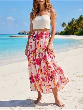 Floral Pink Midi Skirt